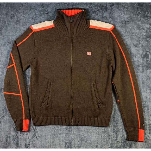 Puma Wool Sweater Extra Large Fisherman Full Zip Y2K - Picture 1 of 10